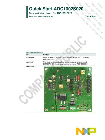 NXP ADC1002S020 Quick Start Guide - cover page