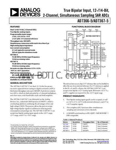 Analog Devices AD7366-5/AD7367-5 Handbook