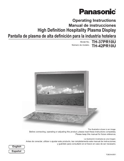 Panasonic TH-37PR10U/TH-42PR10U Plasma Display Operating Instructions