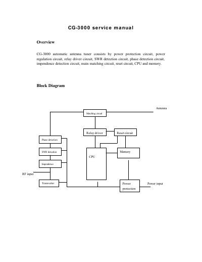 CG-3000 Automatic Antenna Tuner Service Manual - cover page
