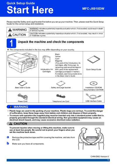 Brother MFC-J6910DW Quick Setup Guide - cover page