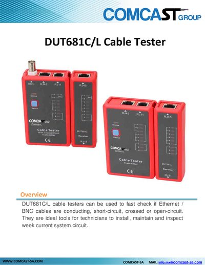 Comcast -SA DUT681C/L Cable Tester Product Leaflet