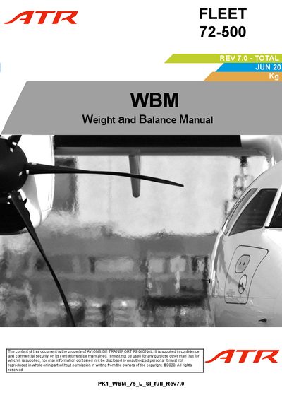 AVIONS DE TRANSPORT REGIONAL 72-500 Weight and Balance Manual