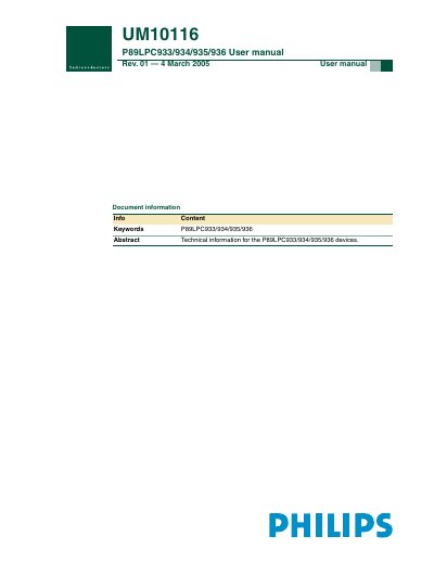 PHILIPS UM10116 P89LPC933/934/935/936 User manual - cover page