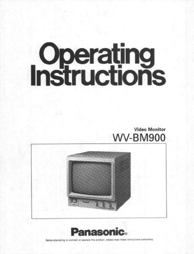 Panasonic WV-BM900 Video Monitor User Manual - cover page