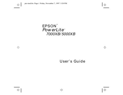 Epson PowerLite 5000XB Projector User's Guide