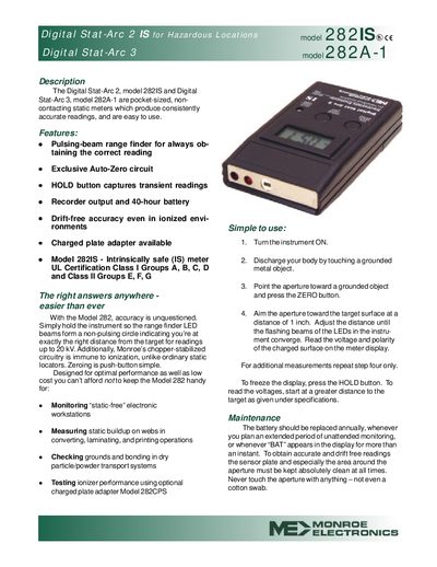 MONROE ELECTRONICS 282IS 282A-1 DATA SHEET - cover page