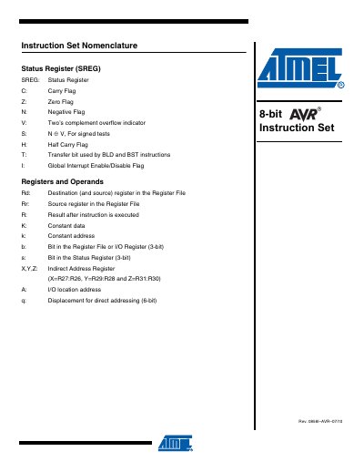AVR Instruction Set Reference Manual - cover page