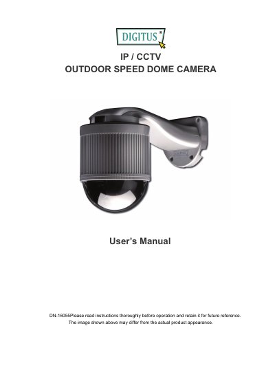 DN-16055 Outdoor Speed Dome Camera User Manual - cover page