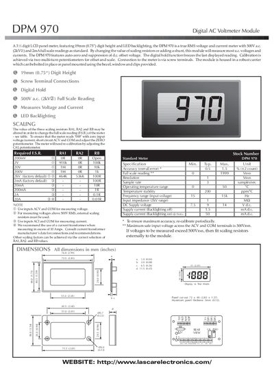 Lascar DPM970 Digital AC Voltmeter Module Manual - cover page