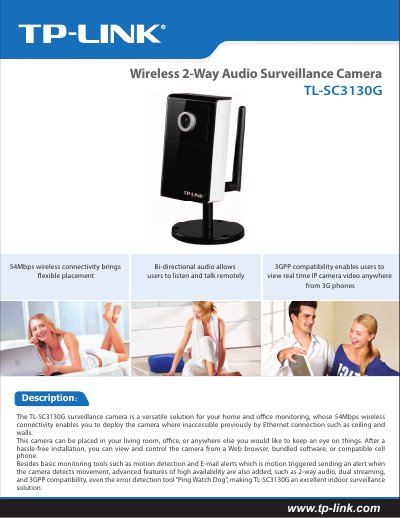 TP-Link TL-SC3130G Wireless 2-Way Audio Surveillance Camera User Guide - cover page