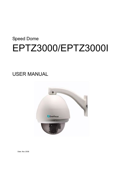 EverFocus EPTZ3000/EPTZ3000I Speed Dome User Manual - cover page