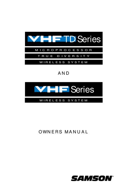 Samson VHFTD/VHF Series Wireless System Owners Manual - cover page