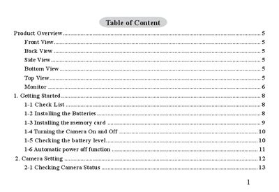 Digital Camera User Manual - cover page