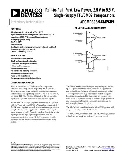 ANALOG DEVICES ADCMP608/ACMP609 handbook - cover page