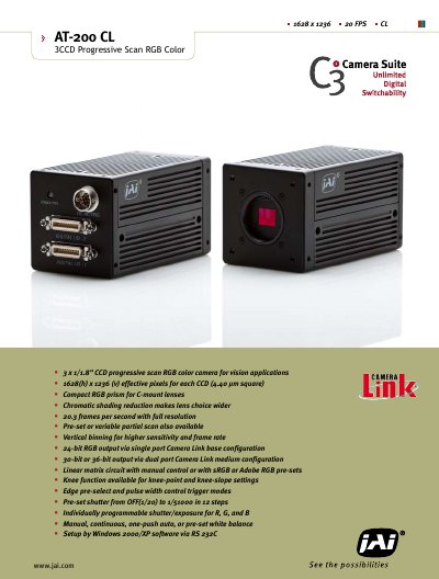JAI AT-200 CL Camera Link RGB Color Camera Datasheet - cover page