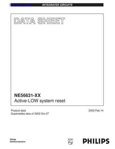 Philips NE56631-XX Active-LOW System Reset Datasheet - cover page