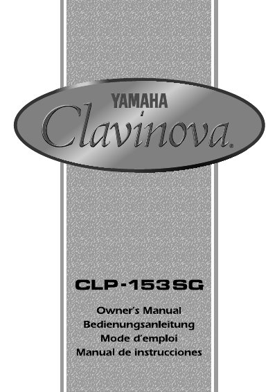 Yamaha CLP-153SG Clavinova Owner's Manual - cover page
