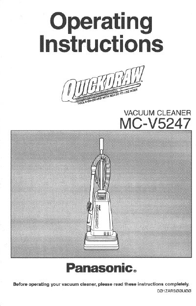 Panasonic MC-V5247 Vacuum Cleaner Operating Instructions - cover page