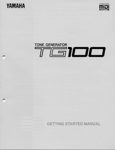 Yamaha TG100 Tone Generator Reference Manual - cover page