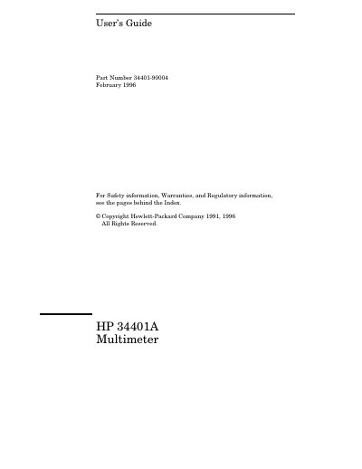 HP 34401A Multimeter User’s Guide - cover page
