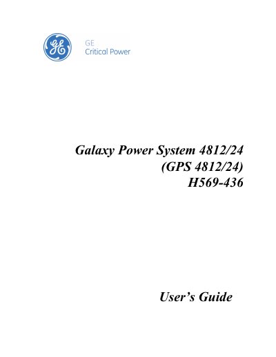 General Electric Galaxy Power System 4812/24 User Manual cover