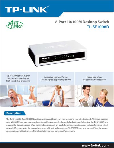 TP-Link TL-SF1008D 8-Port Desktop Switch User Guide - cover page