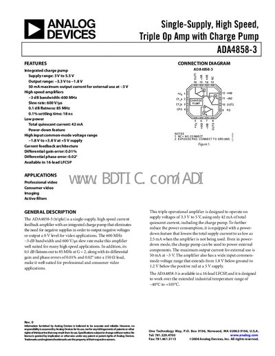 Analog Devices ADA4858-3 Datasheet - cover page