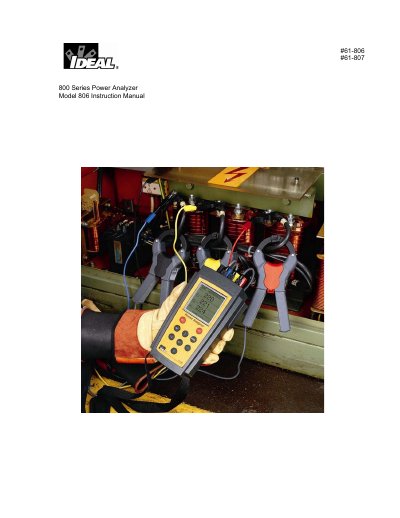 IDEAL 800 Series Power Analyzer Model 806 Instruction Manual - cover page