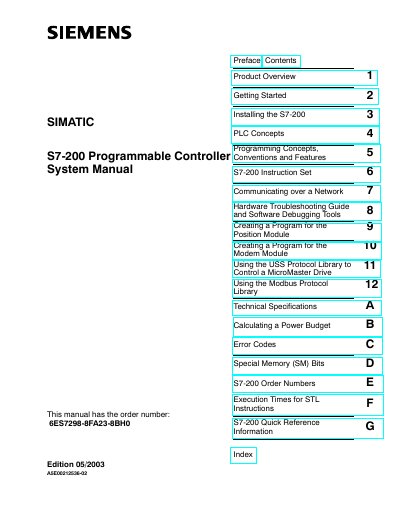 Siemens S7-200 Programmable Controller System Manual - cover page