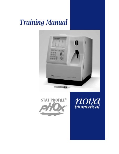 Nova Stat Profile pHOx Training Manual - cover page