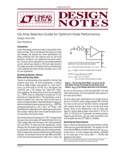 Linear Technology DN355f Op Amp Selection Guide - cover page