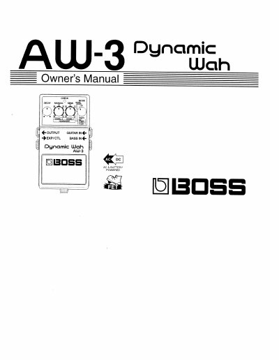 BOSS AW-3 Dynamic Wah Owner's Manual - cover page