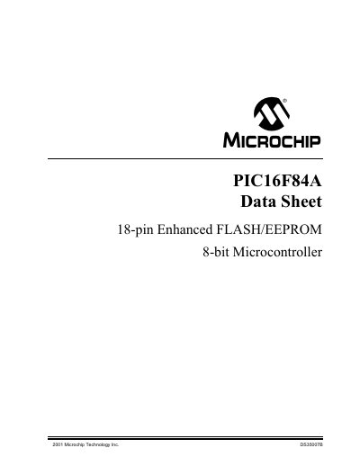 Microchip PIC16F84A Datasheet - cover page
