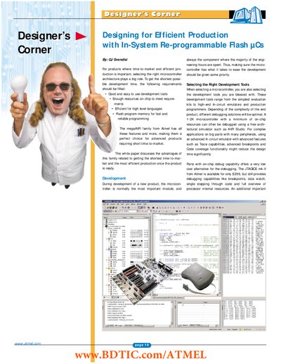 Atmel megaAVR Designing for Efficient Production with In-System Re‑programmable Flash - cover page