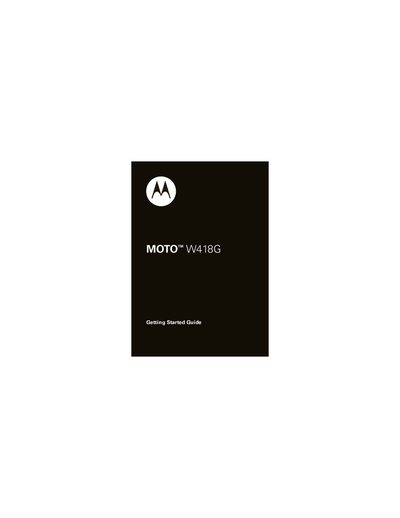 Motorola W418G Quick Start Guide - cover page