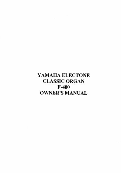Yamaha F-400 Electone Classic Owner's Manual - cover page