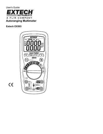 Extech EX503 Autoranging Multimeter User's Guide - cover page