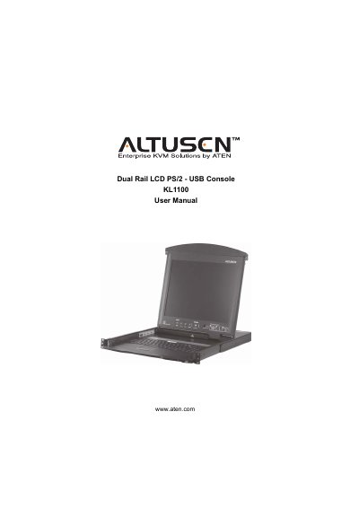 Altusen KL1100 Dual Rail LCD PS/2‑USB Console User Manual