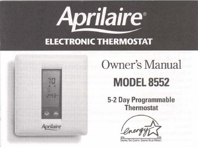 Aprilaire Model 8552 Electronic Thermostat Owner's Manual - cover page
