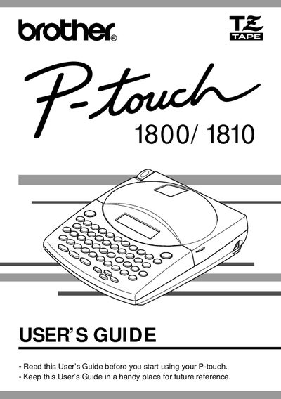 Brother P-touch 1800/1810 User's Guide - cover page