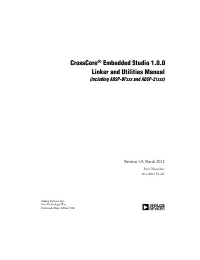 Analog Devices CrossCore Embedded Studio 1.0.0 Linker and Utilities Manual