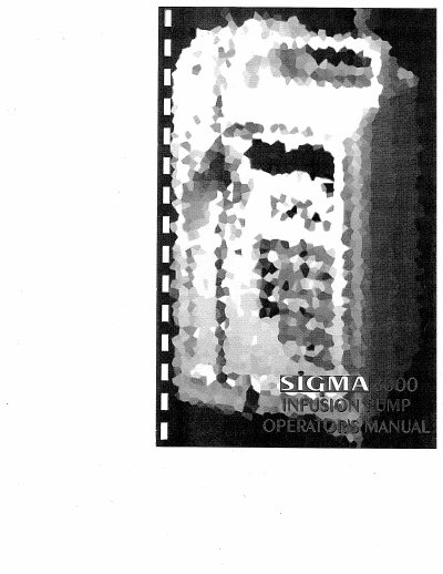 Sigma 8000 Infusion Pump Operator's Manual - cover page