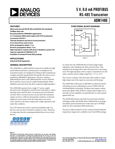 Analog Devices ADM1486 Product Handbook Rev A - cover page