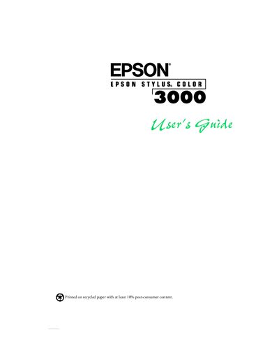 Epson Stylus Color 3000 User Manual