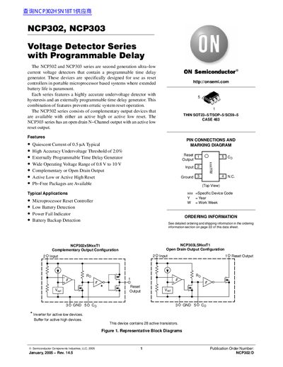 ON Semiconductor NCP302/NCP303 Voltage Detector Datasheet - cover page
