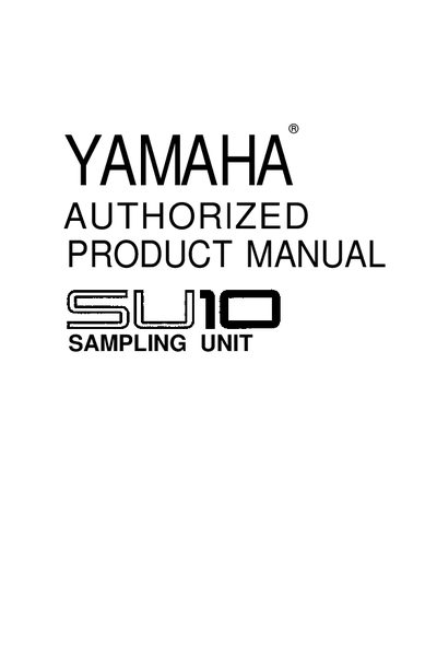 Yamaha SU10 User Manual