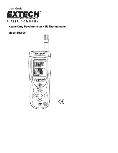 Extech HD500 Heavy Duty Psychrometer + IR Thermometer User Guide - cover page