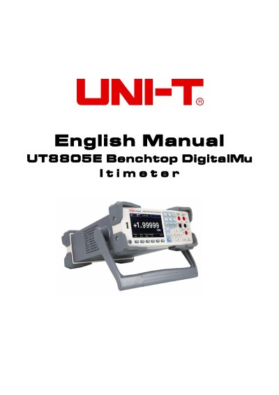UNI‑T UT8805E Benchtop Digital Multimeter User Manual - cover page