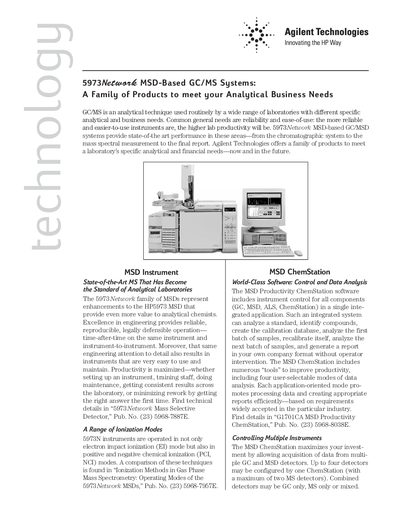 Agilent 5973 Network MSD-Based GC/MS Systems Product Leaflet - cover page